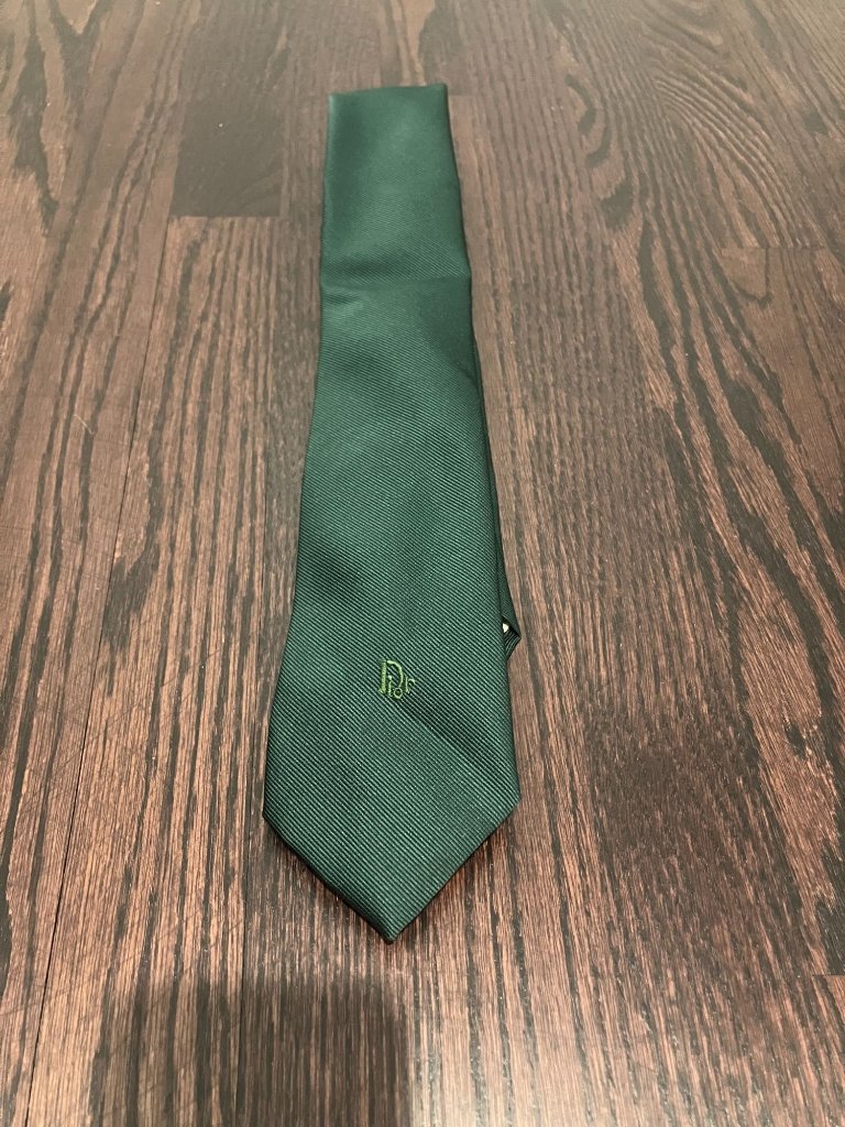 Vtg Christian Dior Mens Logo Solid Necktie Green One Size